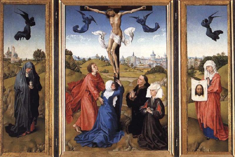 Rogier van der Weyden Crucifixion triptych with SS Mary Magdalene and Veronica China oil painting art